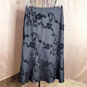 LENA GABRIELLA NEW YORK Raised Ribbon Rosettes Flare Skirt 8